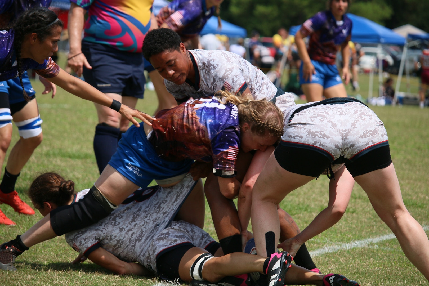2023 Armed Forces Sports Women's Rugby Championship held in conjunction with the Cape Fear 7's Rugby Tournament in Wilmington, N.C.  Championship features teams from the Army, Marine Corps, Navy, Air Force (with Space Force players), and Coast Guard.  (Dept. of Defense Photo by Mr. Steven Dinote, Released)