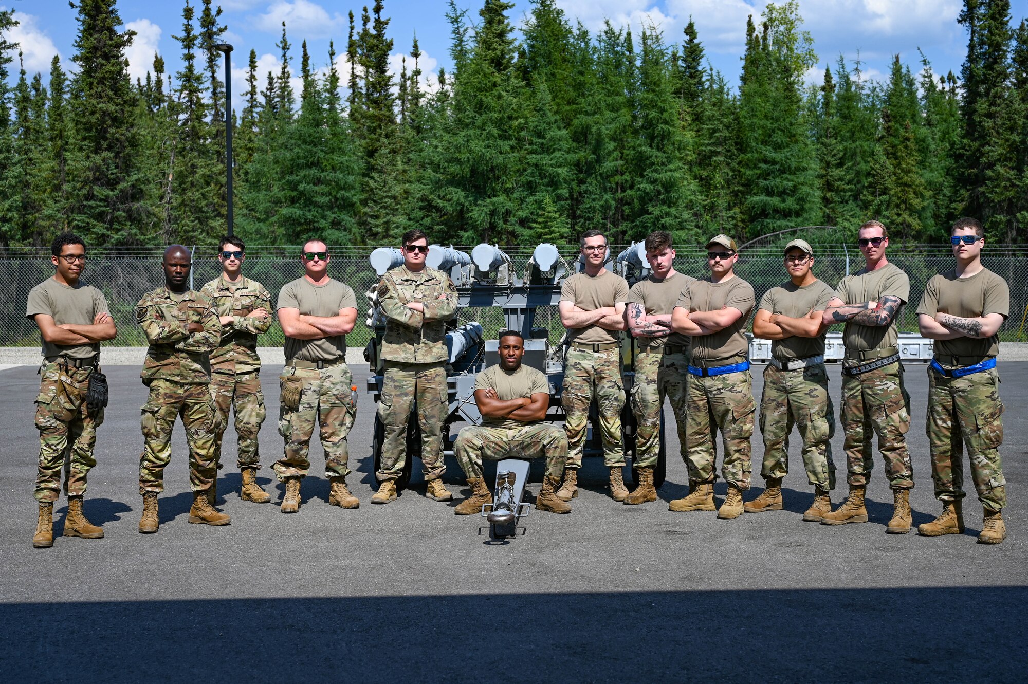 Airmen assigned to the 354th Munitions Squadron pose for a photo.