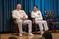 WASHINGTON (July 11, 2024) -- Rear Adm. Tom Dickinson relieved Rear Adm. Seiko Okano as Program Executive Officer, Integrated Warfare Systems (PEO IWS) during a change of office ceremony at the Washington Navy Yard. The Honorable Nickolas Guertin, Assistant Secretary of the Navy for Research, Development and Acquisition was the keynote speaker. The mission of the Naval Sea Systems Command (NAVSEA) PEO IWS office is to maintain, develop, and sustain operationally dominant combat systems to our Naval forces.