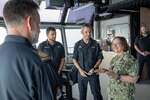 PEARL HARBOR, Hawaii - Chief of Naval Operations Adm. Lisa Franchetti and Master Chief Petty Officer of the Navy James Honea tour the Royal New Zealand Navy Ship HMNZS Aotearoa (A-11) during Rim of the Pacific (RIMPAC) 2024, July 11. Twenty-nine nations, 40 surface ships, three submarines, 14 national land forces, more than 150 aircraft and 25,000 personnel are participating in RIMPAC in and around the Hawaiian Islands, June 27 to Aug. 1, 2024. The world's largest international maritime exercise, RIMPAC provides a unique training opportunity while fostering and sustaining cooperative relationships among participants critical to ensuring the safety of sea lanes and security on the world's oceans. RIMPAC 2024 is the 29th exercise in the series that began in 1971. (U.S. Navy photo by Chief Mass Communication Specialist Michael Zingaro/Released)
