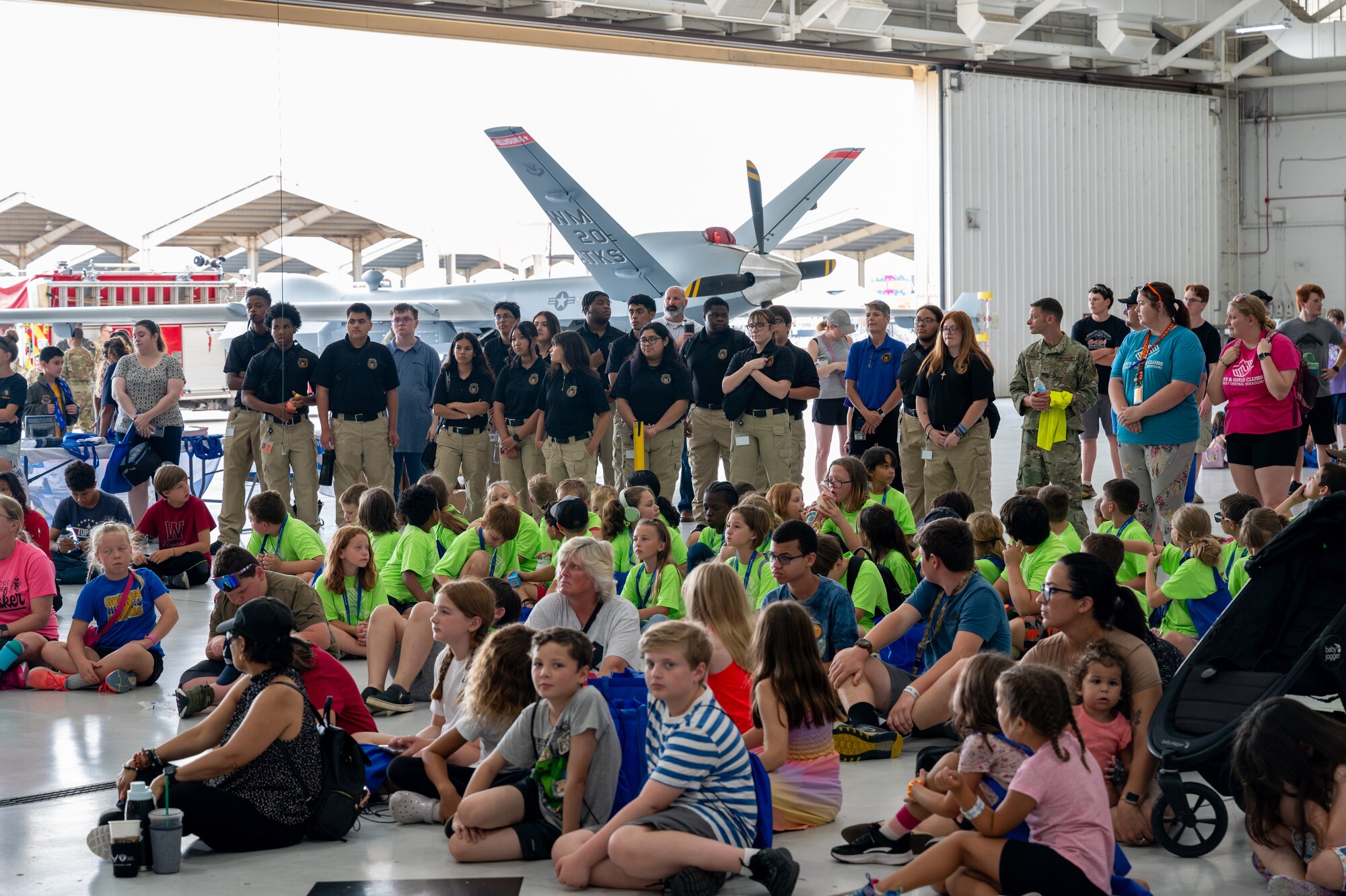 Local students and their parents participate at the 2024 Wings Over Whiteman STEM Fest at Whiteman Air Force Base, Mo., July 12, 2024. STEM Fest celebrated a nationwide challenge to foster creativity; critical thinking; and a passion for science, technology, engineering and mathematics among elementary, middle and high school students. (U.S. Air Force photo by Airman 1st Class Bryce Moore)