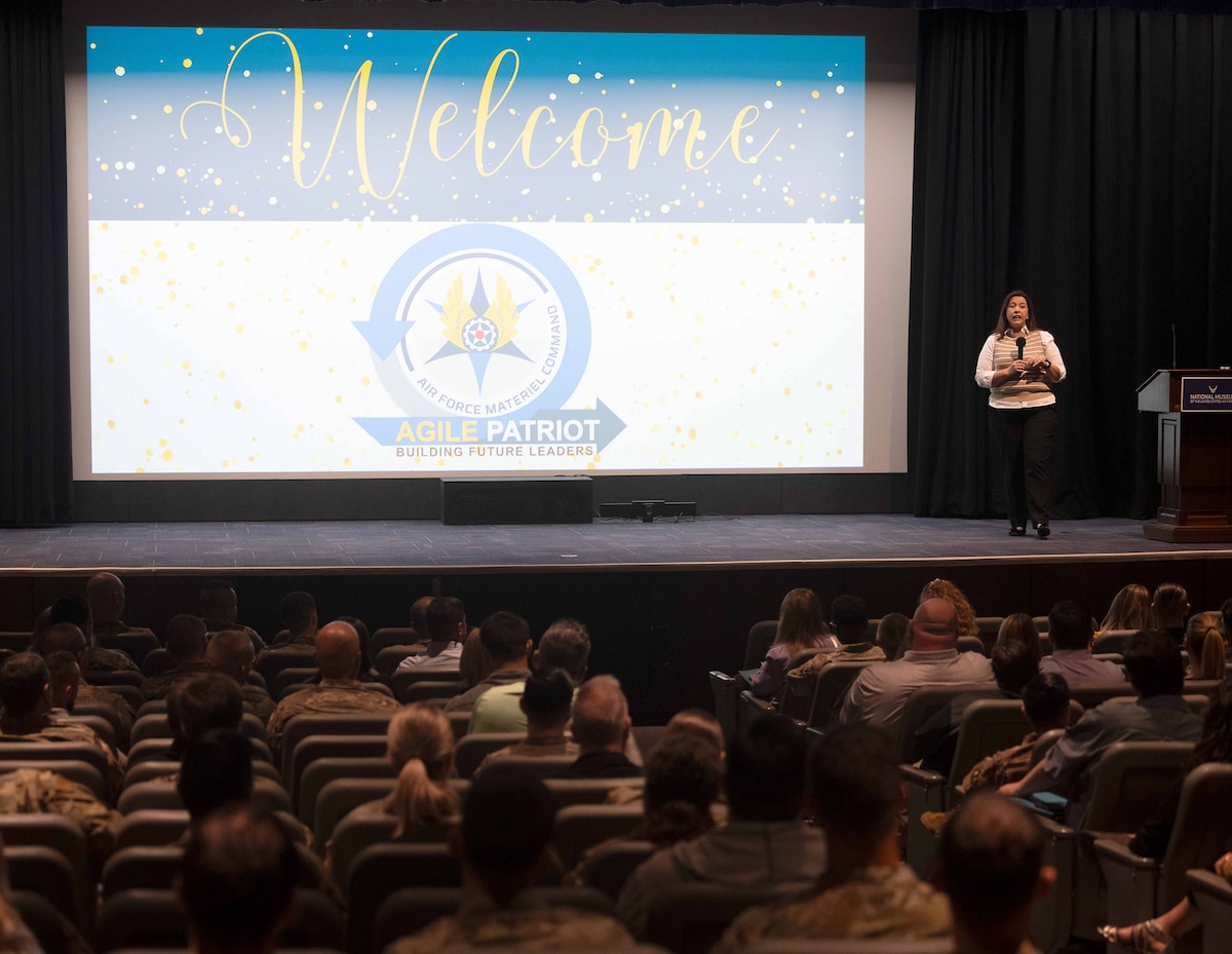 Monique Allshouse, makes opening remarks during Agile Patriot 2024.