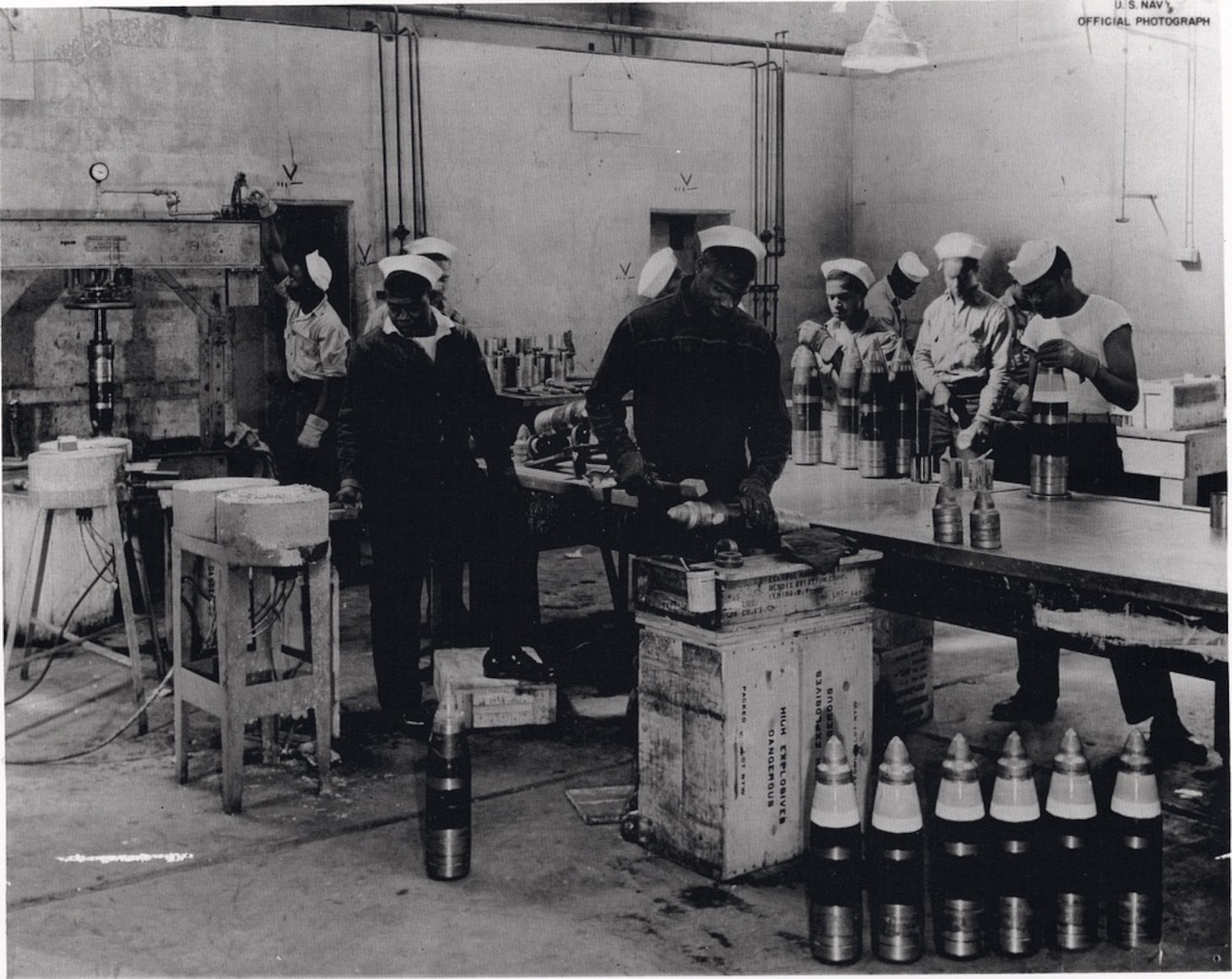 Black stevedores working in a munitions store room at Port Chicago. Image courtesy National Park Service.