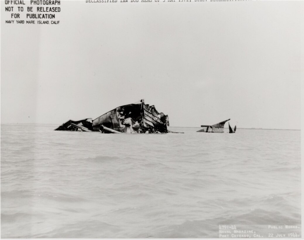 The remains of Quinault Victory on 18 July 1944. Image courtesy National Park Service.