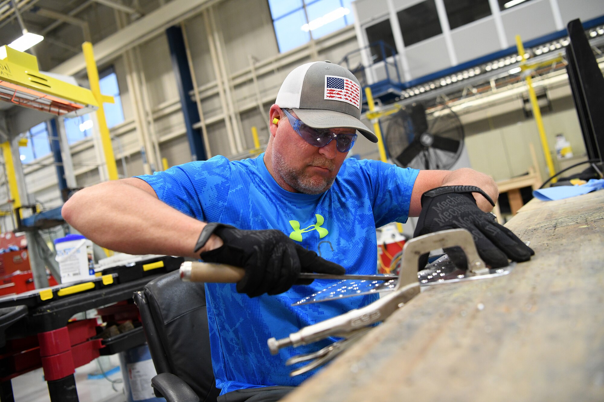 Aircraft mechanic working