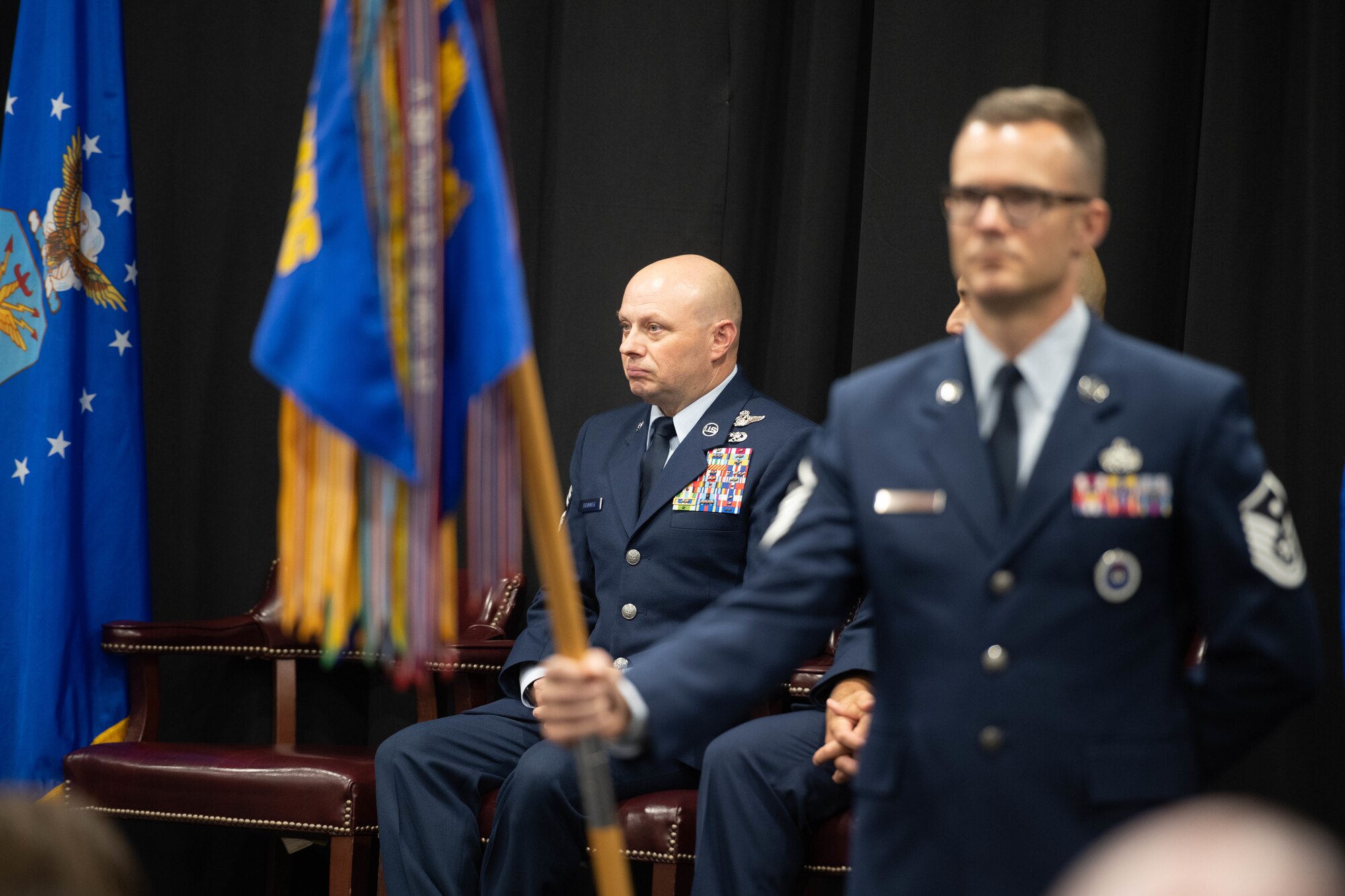 U.S. Airman listens to remarks