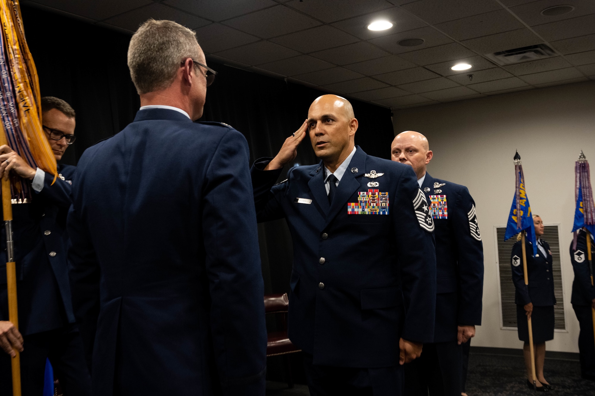 U.S. Airman salutes