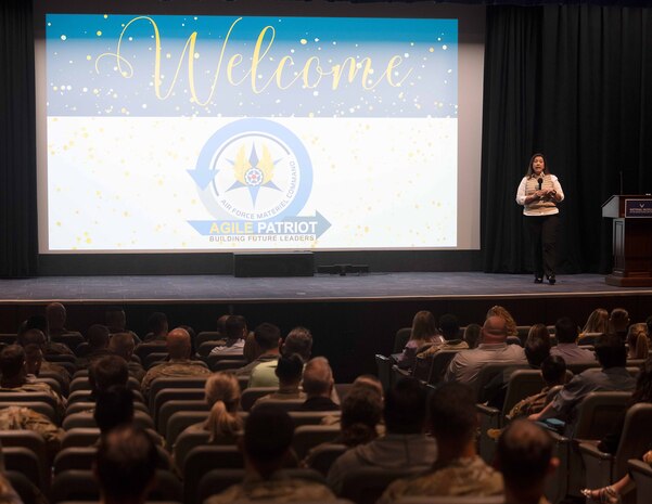 Monique Allshouse, makes opening remarks during Agile Patriot 2024.