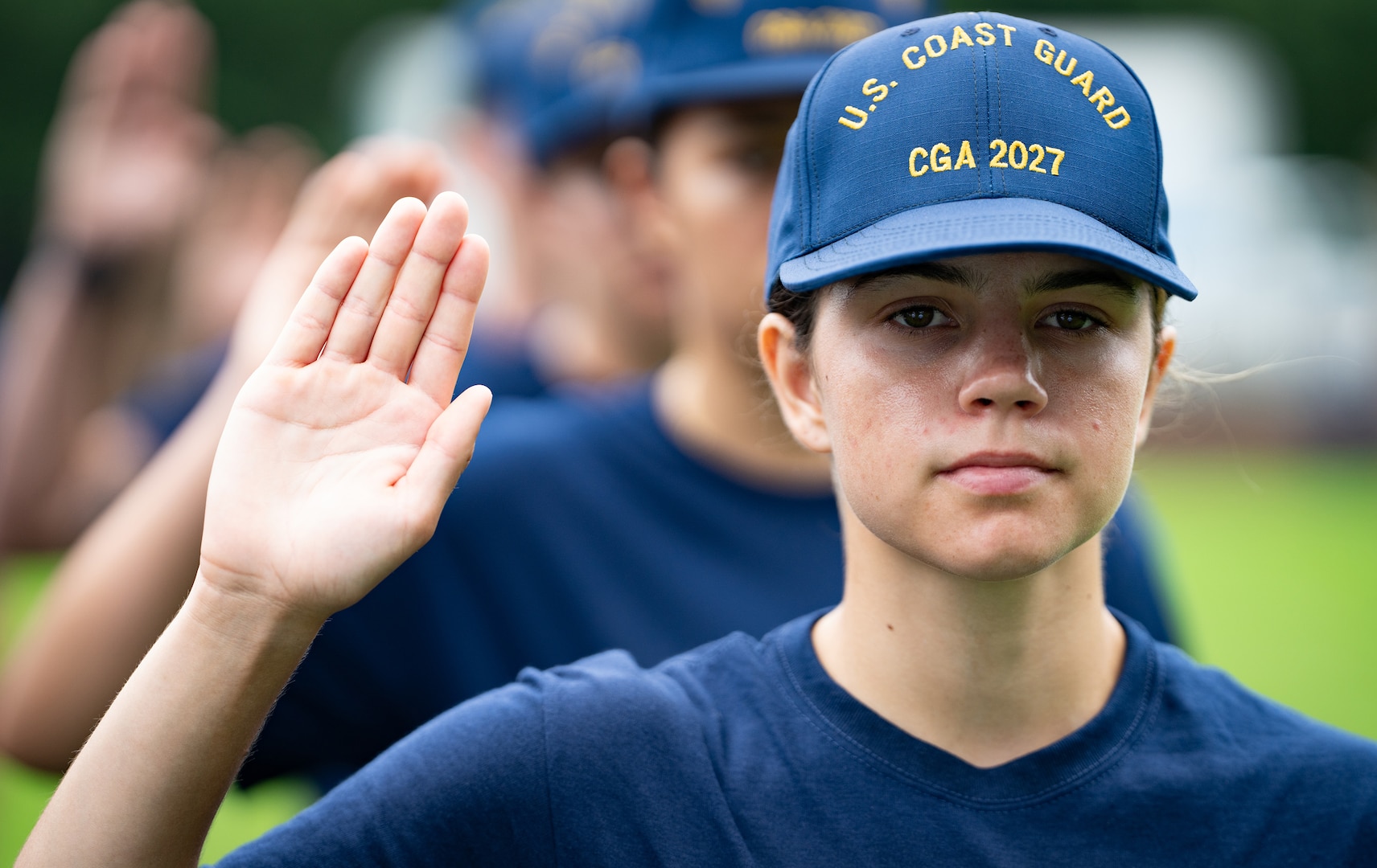 The U.S. Coast Guard Academy welcomes 300 young women and men to the Class of 2027 for Day One, June 26, 2023. Day One marks the start of Swab Summer, an intensive seven-week program that prepares students for military and Academy life. (U.S. Coast Guard photo by Petty Officer 3rd Class Matt Thieme)