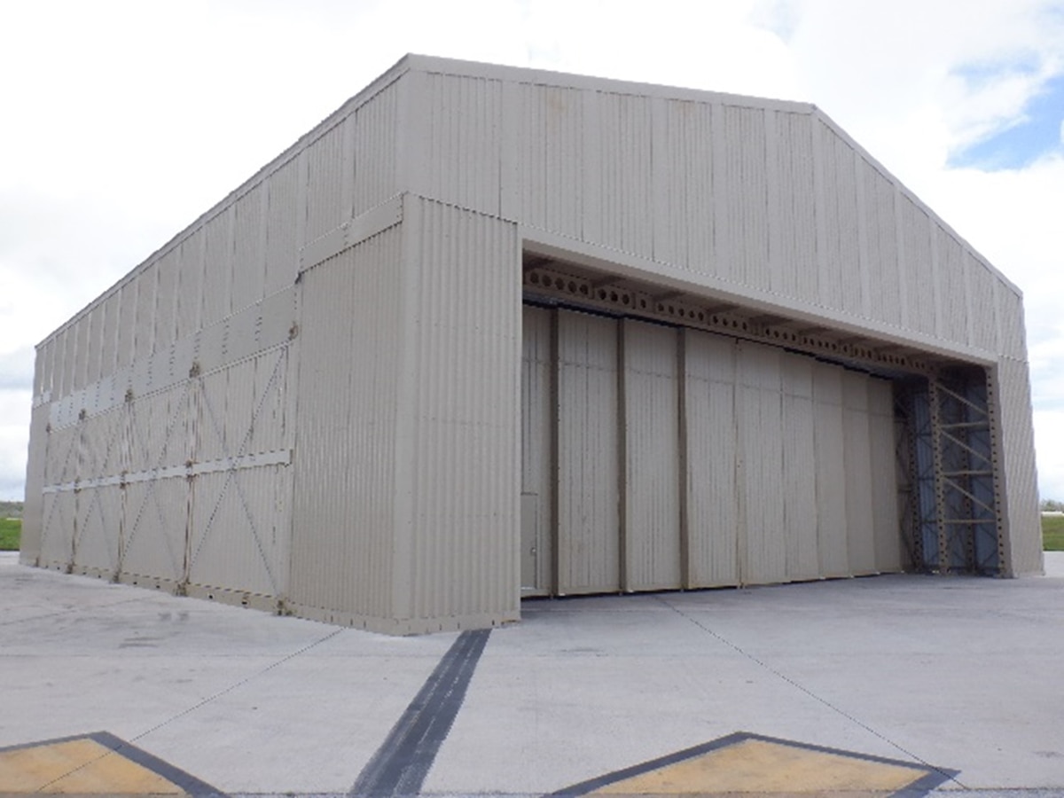 a shelter designed to protect fighter aircraft and support equipment