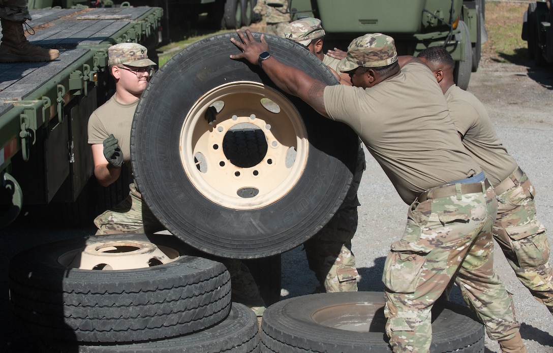 1710th Soldiers prep vehicles for line haul mission