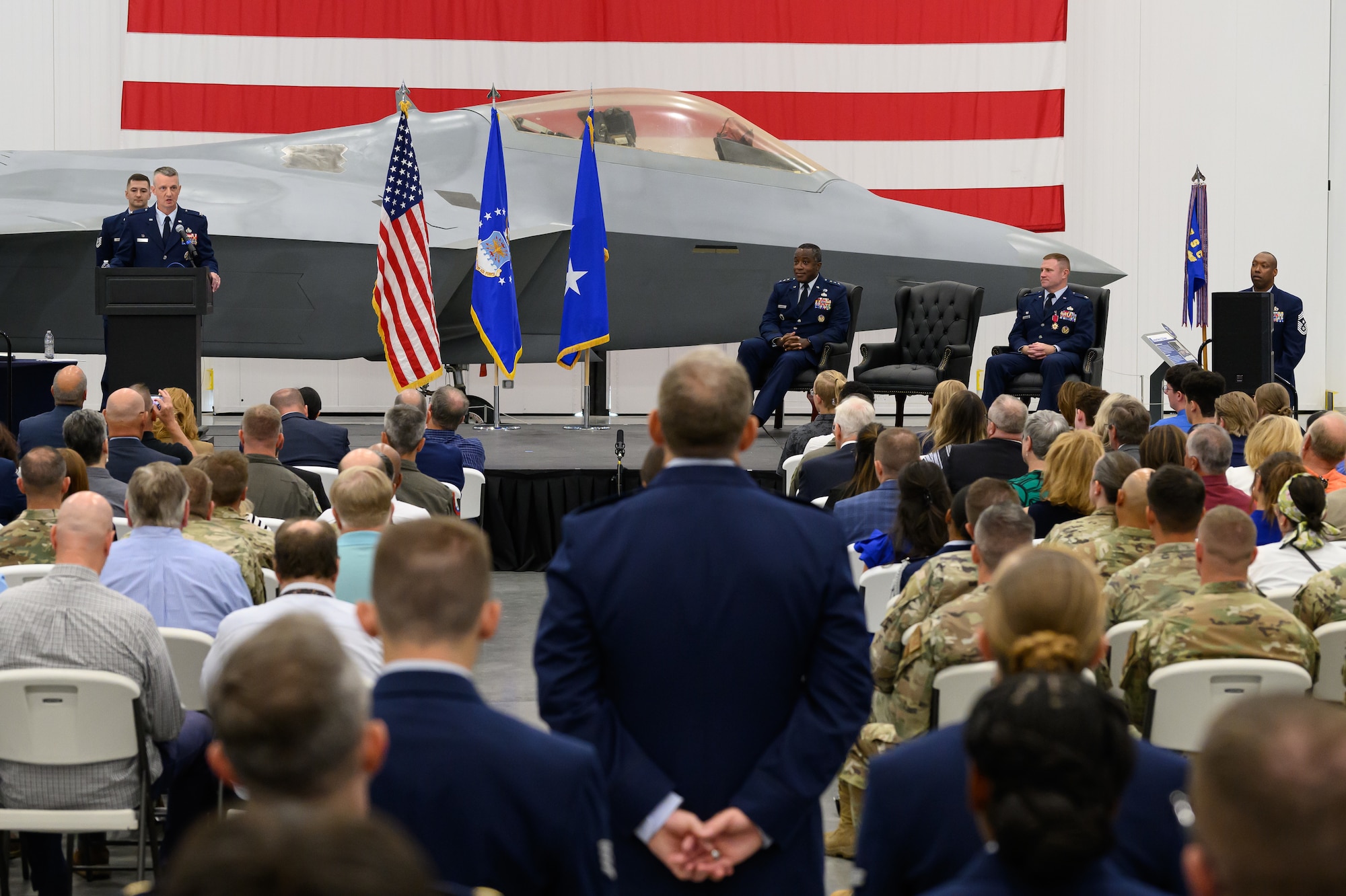 Col. Daniel L. Cornelius, incoming 75th Air Base Wing commander, speaks during a 75th Air Base Wing change of command ceremony July 16. The 75th ABW provides installation support for the Ogden Air Logistics Complex, two fighter wings, and 50 other mission partners. (U.S. Air Force photo by R. Nial Bradshaw)