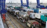 Power generators and fuel tankers provided by FEMA arrive from U.S. mainland to port in San Juan, Puerto Rico