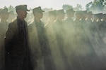 U.S. Marines with Marine Rotational Force – Darwin 24.3 stand at attention during the opening ceremony of Exercise Predator’s Run 24 at Robertson Barracks, NT, Australia, July 15, 2024.