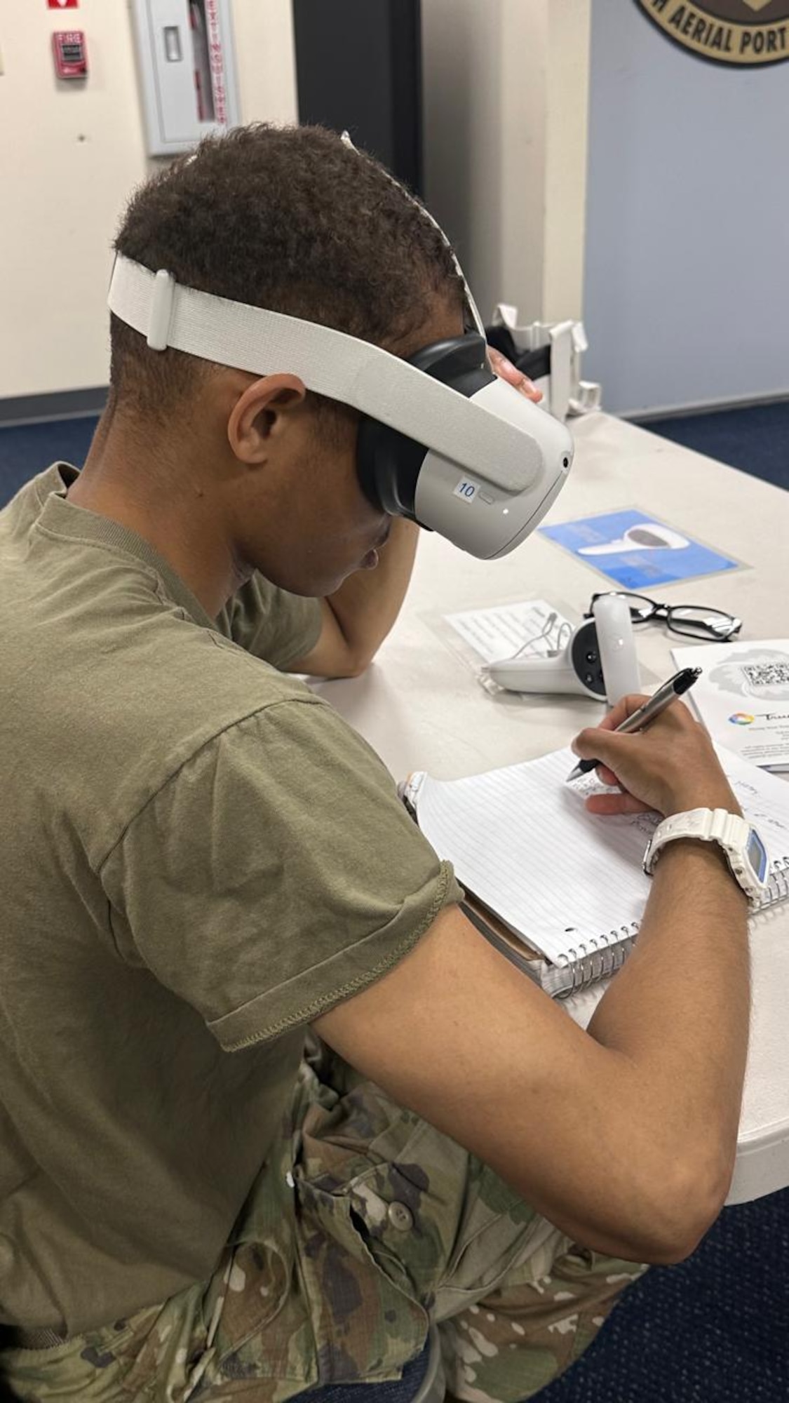 U.S. Air Force members get immersed back in time with Guam World War II Virtual Reality Experience presented by Pacific Historic Parks during the First Term Enlisted Course at Andersen Air Force Base, Guam, 2024. The VR Experience utilizes Meta Quest Oculus headsets to tell the story of the invasion, occupation, and liberation of Guam during World War II through the perspective of Chamorro survivors. (Courtesy Photo)
