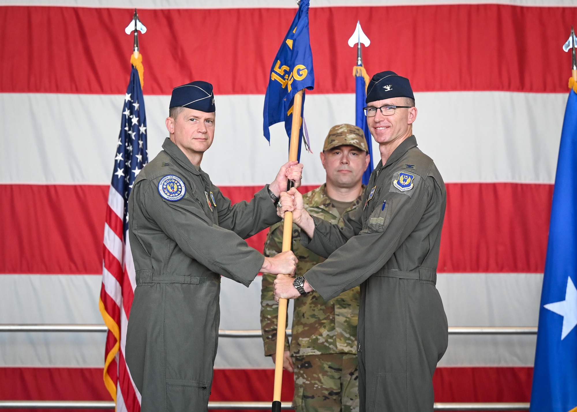Gen Lyons received a guidon from Col Galloway.