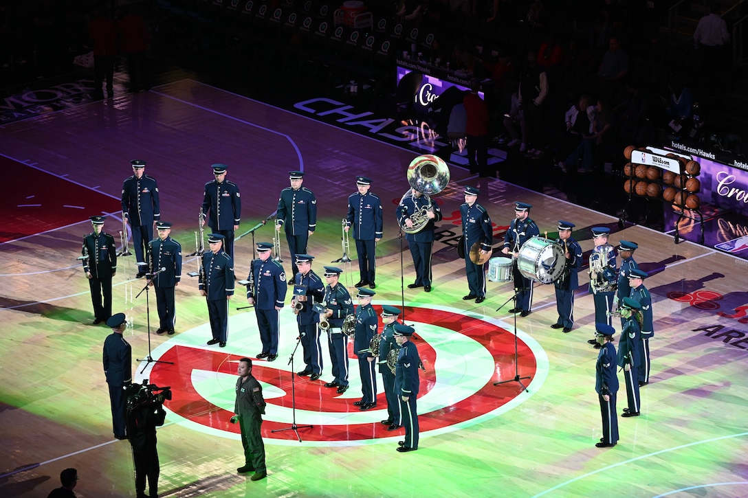 BOTW Ceremonial Marching Band perform at an Atlanta Hawks game.