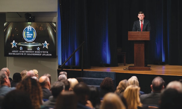 Honorable Douglas R. Bush, Assistant Secretary of the Army for Acquisition, Logistics and Technology, hosts Army Acquisition Executive
Excellence in Leadership Awards ceremony at the Pentagon, January 9, 2023