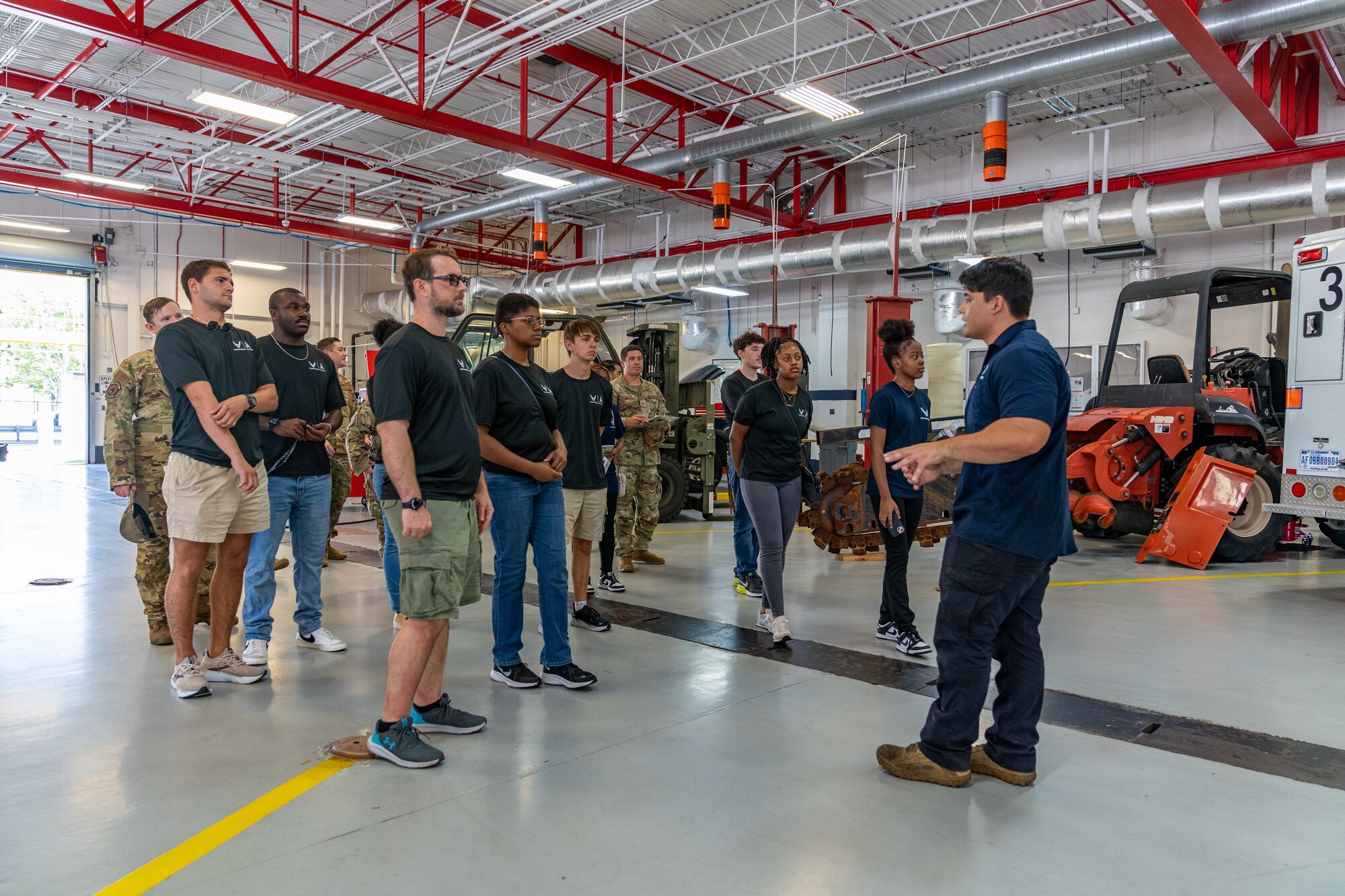 Enlistees assigned to the 331st Recruiting Squadron delayed entry program receive a briefing from the 81st Logistics Readiness Squadron during their tour of Keesler Air Force Base, Mississippi, July 11, 2024. These future Airmen and Guardians received the tour to better understand the various career fields within the Air Force and Space Force.  (U.S. Air Force photo by Andrew Young)