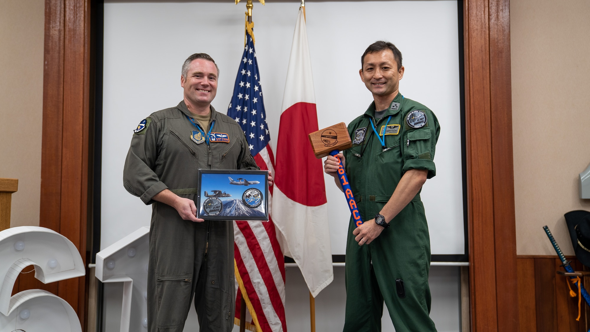 Commanders of the 961st and 602nd Squadrons posing for a photo