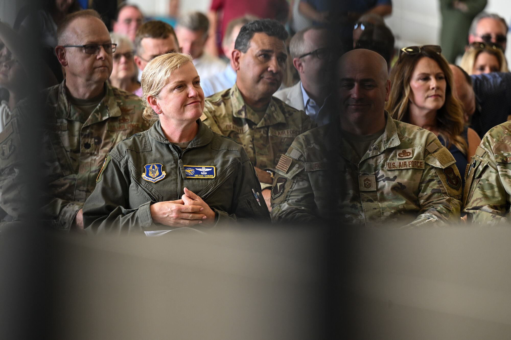 Maj. Gen. Melissa Coburn, commander of the 22nd Air Force, attends an arrival ceremony celebrating the 910th Airlift Wing’s first C-130J-30 Super Hercules aircraft on July 16, 2024, at Youngstown Air Reserve Station, Ohio.