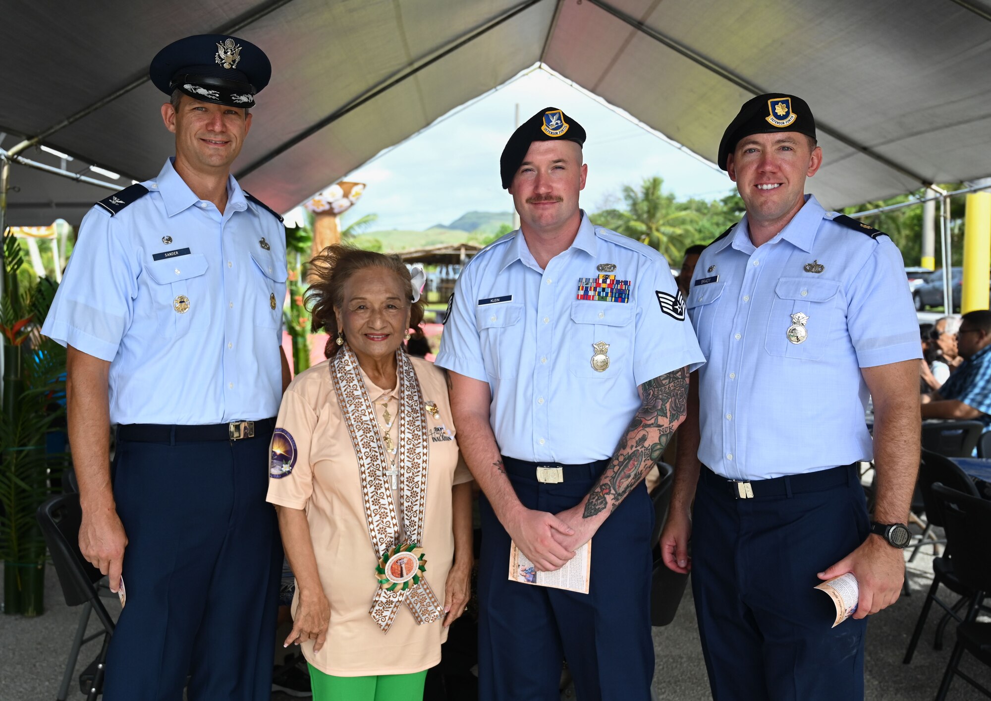 Service members were commemorated for dedication to serving the country, and World War II survivors were honored for their bravery and endurance during the Japanese occupation over 80 years ago. (U.S. Air Force photo by Airman 1st Class Natasha Ninete)