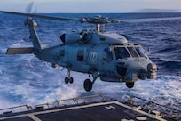 240105-N-JM579-1885 MEDITERRANEAN SEA (Jan. 5, 2024) Sailors aboard the Arleigh Burke-class guided-missile destroyer USS Bulkeley (DDG 84), participate in flight operations Jan. 5, 2024. Bulkeley is on a routine deployment conducting maritime security operations in the U.S. 6th Fleet area of responsibility. (U.S. Navy photo by Mass Communication Specialist 3rd Class Joseph Macklin)