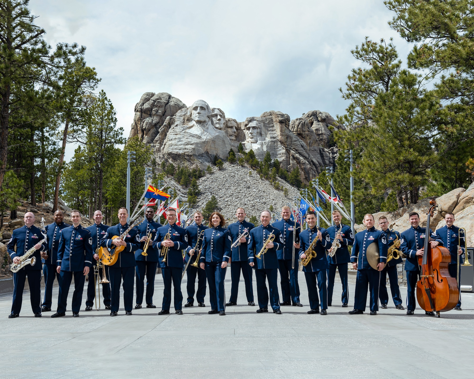 The Airmen of Note in front of Mt. Rushmore