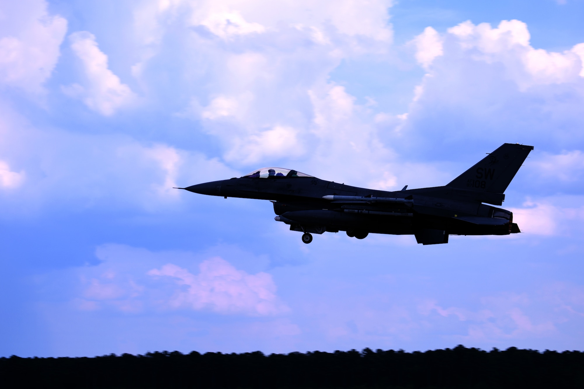 A U.S. Air Force F-16C Fighting Falcon assigned to the 79th Fighter Squadron takes off at Shaw Air Force Base, S.C., June 25, 2024. The 79th FS participated in a week-long training exercise with the Civil Air Patrol, learning how to intercept low and slow aircraft while defending a designated airspace. (U.S. Air Force photo by Staff Sgt. Kelsey Owen)