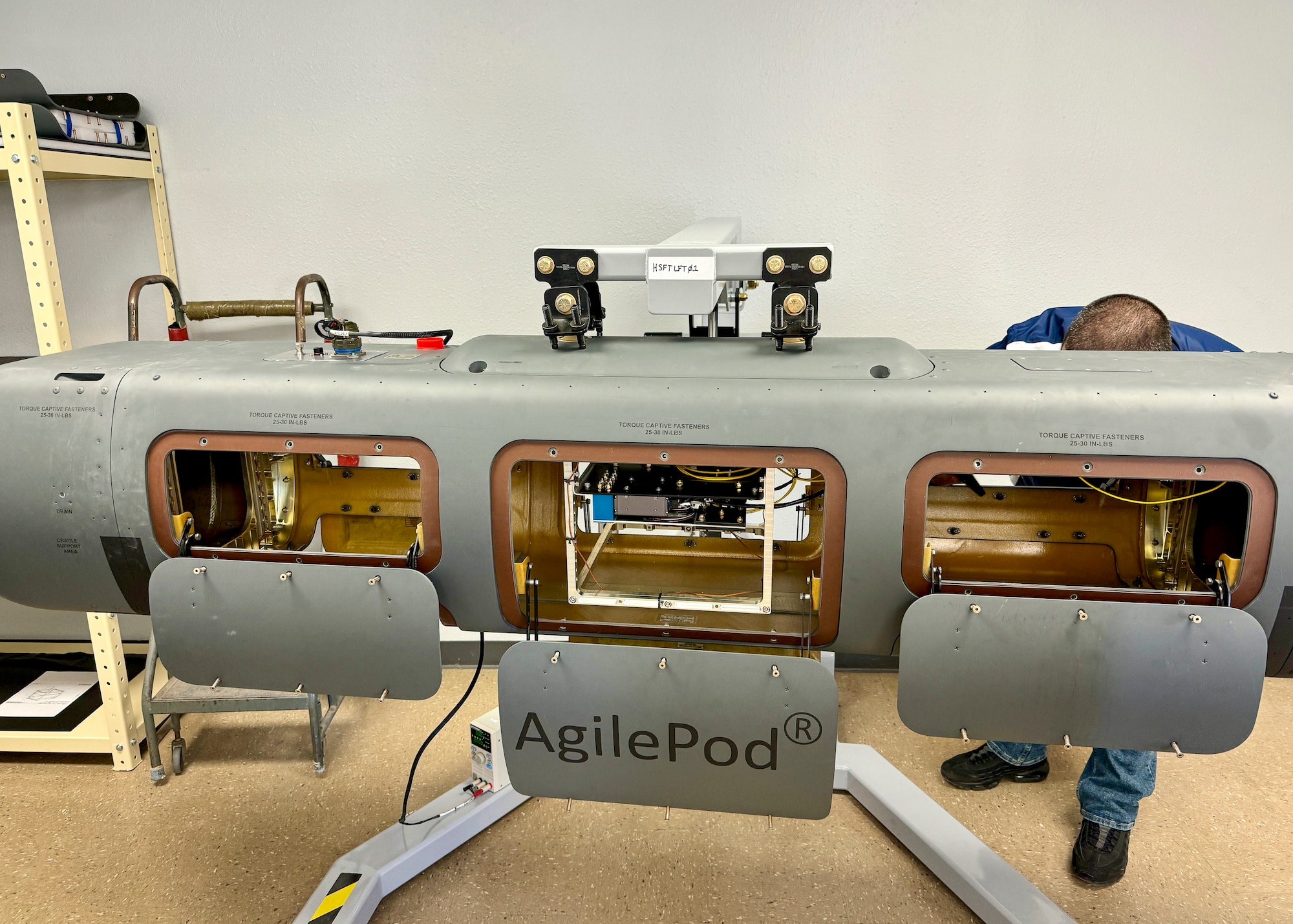 The United States Air Force Test Pilot School’s research division, in partnership with the 586th Flight Test Squadron at Holloman AFB and NASA’s Armstrong Flight Research Center recently conducted a flight test campaign verifying the use of the new AgilePod. Dubbed “Have STRAINger Things,” the tests verified the AgilePod’s utility for rapid airborne experimentation, aimed at reducing lead times and costs that traditionally hinder flight-testing efforts. (Courtesy photo)