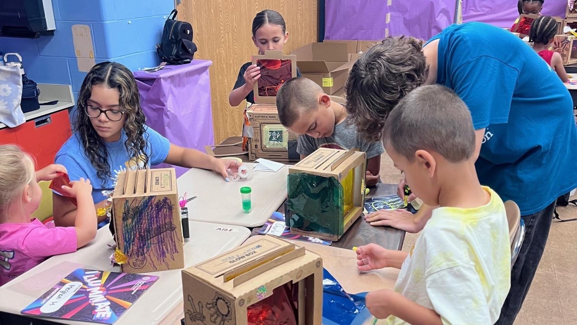 Close to 100 students put their STEM skills to the test during “Camp Invention,” an annual program sponsored by Naval Air Warfare Center Aircraft Division Lakehurst. (U.S. Navy photo)