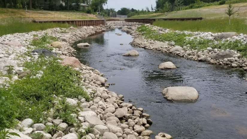 Low angle shot of a stream from Underwood Creek