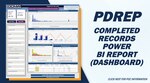 Graphic shows dashboard screenshot and title PDREP Completed Records Power BI Report (dashboard)