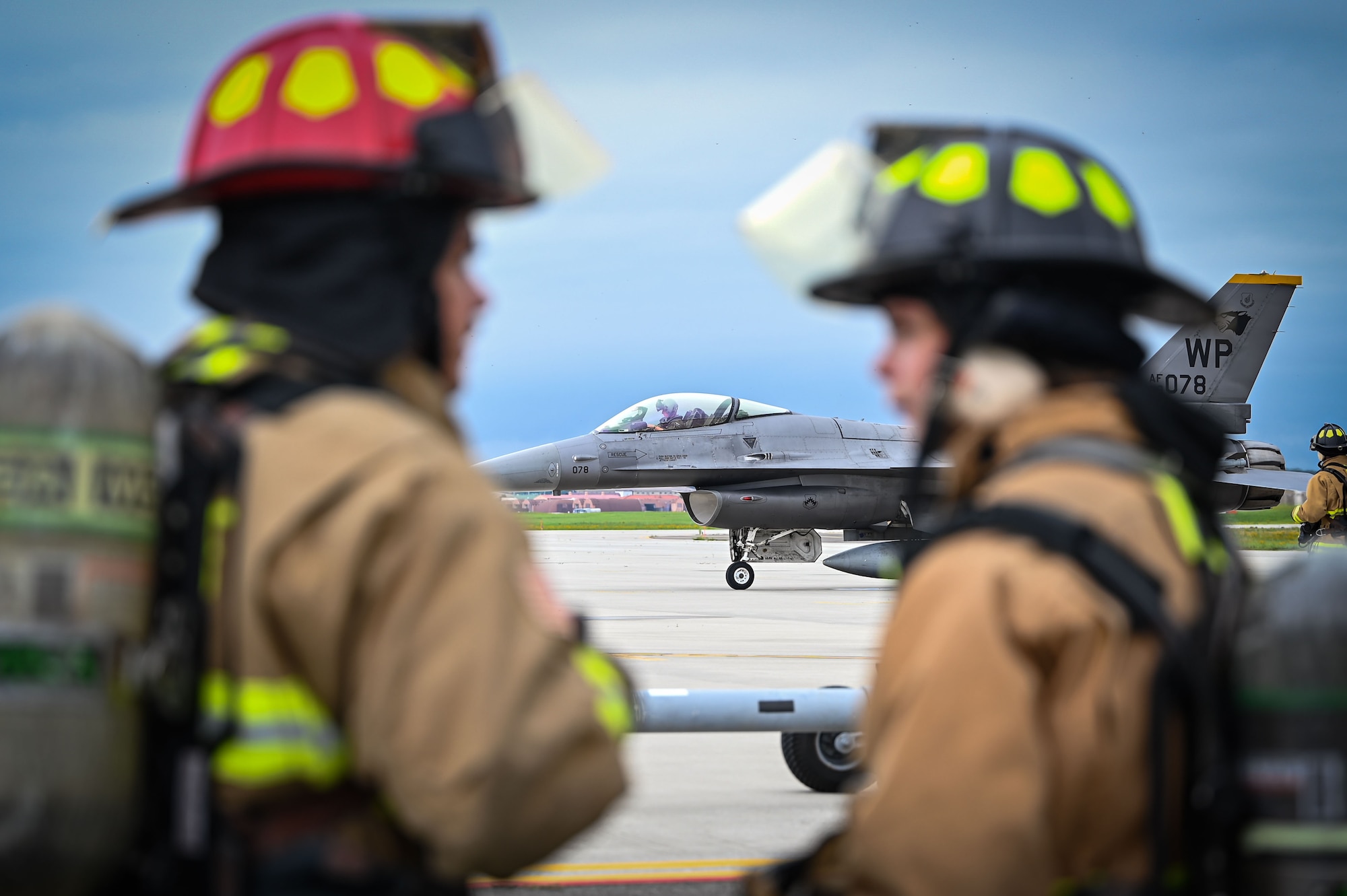 A pilot assigned to the 35th Fighter Generation Squadron, parks for a hung ordnance and gun procedure during exercise Beverly Sentinel 24-2.