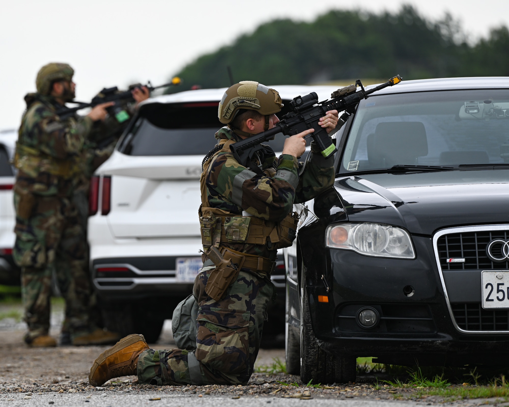 Airman Ryan Irrer, 8th Security Forces Squadron defender, maintains a firing position during exercise Beverly Sentinel 24-2.