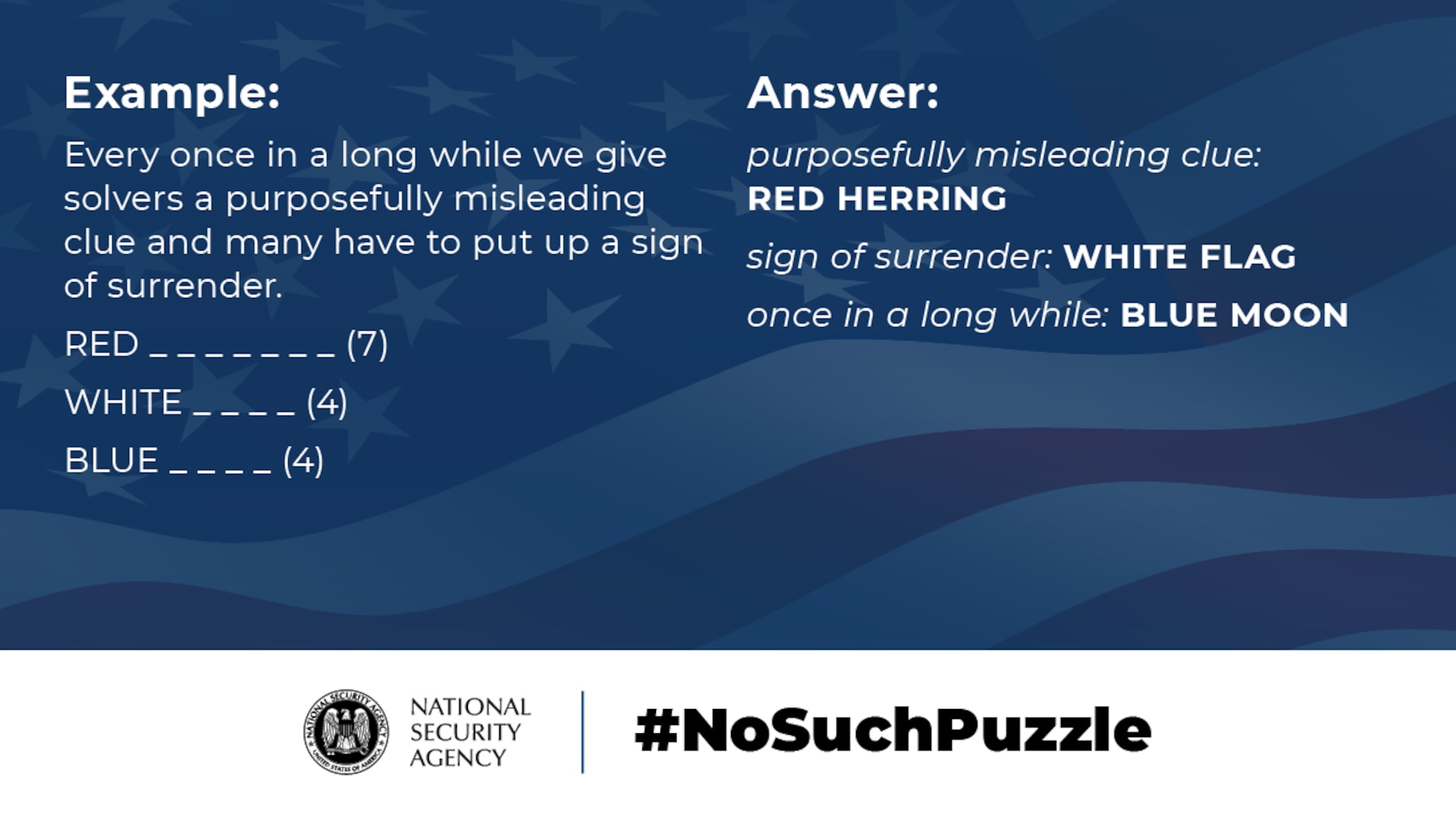 No Such Puzzle: Red, White, and Blue Clues Example graphic
