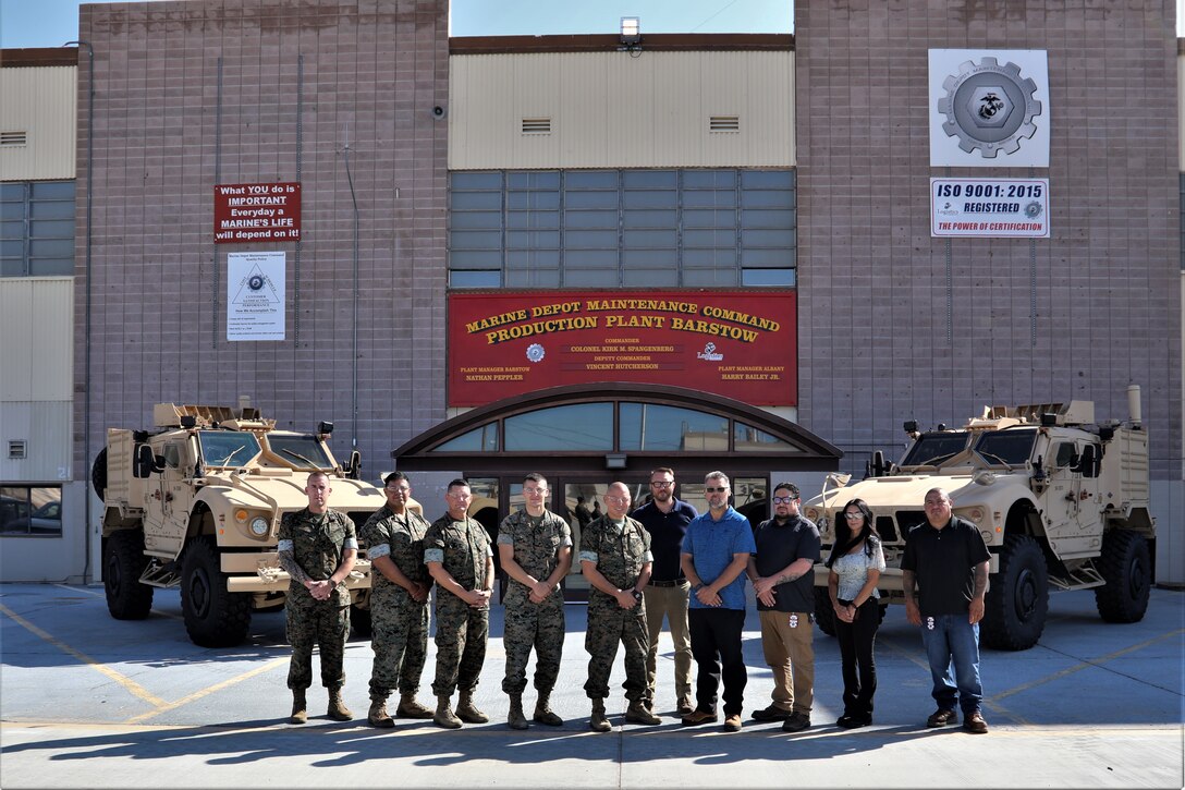 Colonel Russell Savatt, base commanding officer, joined the teams at Production Plant Barstow and 1st Force Storage Battalion for an onboarding tour at Yermo Annex aboard Marine Corps Logistics Base Barstow, Ca. on July 17.