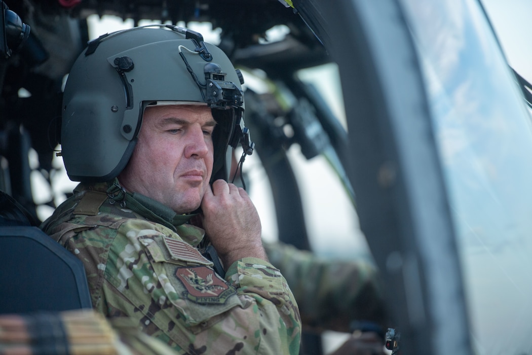 photo of Col. Sheets getting ready to fly