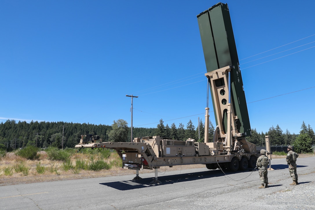 Soldiers assigned to Bravo Battery, 5th Battalion, 3rd Field Artillery (Long Range Fires Battalion), 1st Multi-Domain Task Force, prepare one of the Long Range Hypersonic Weapon Transporter Erector Launchers to fire during exercise Resolute Hunter 24-2 on Joint Base Lewis-McChord, Wash., June 25, 2024.