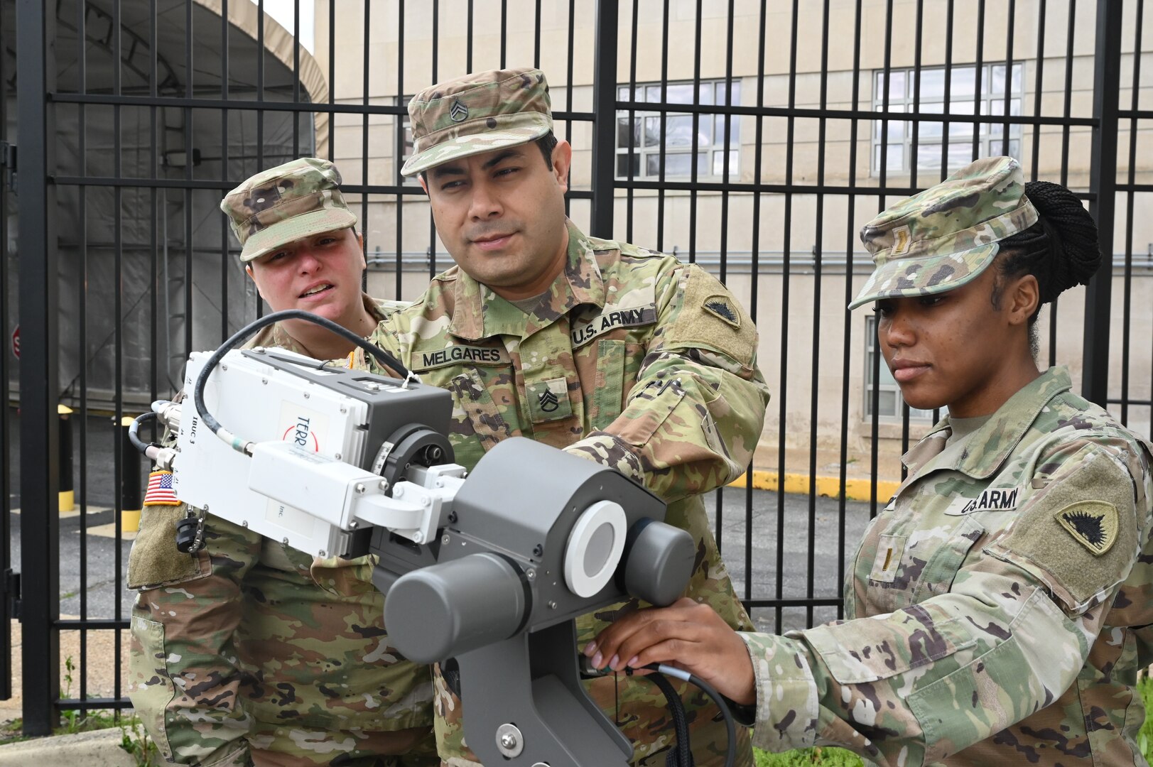 Members of the District of Columbia National Guard’s G-6 familiarize themselves with the set up and tear down of the dish portion of the Joint Incident Site Communication Capability (JISCC) system at the D.C. Armory, April 6, 2024. The training was part of a large-scale communications exercise (COMMEX).