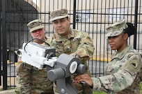 Members of the District of Columbia National Guard’s G-6 familiarize themselves with the set up and tear down of the dish portion of the Joint Incident Site Communication Capability (JISCC) system at the D.C. Armory, April 6, 2024. The training was part of a large-scale communications exercise (COMMEX).