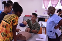 PORT VILA, Vanuatu (July 16, 2024) U.S. Navy Lt. Cmdr. Peter Giang, middle, of Allentown, Pa., gives a basic lifesaving class to Port Vila Central Hospital staff in support of Pacific Partnerships 24-2. Pacific Partnership the U. S. Navy's largest humanitarian and civic assistance mission with partner-nations, non-governmental organizations and other government agencies to execute a variety of humanitarian civic action missions across the Indo-Pacific. The annual mission is designed to strengthen relationships and improve U.S. and partner-capacity to deliver humanitarian assistance and disaster-relief preparedness. (U. S. Army photo by Civil Affairs Specialist Sgt. Jaron Nigoza)