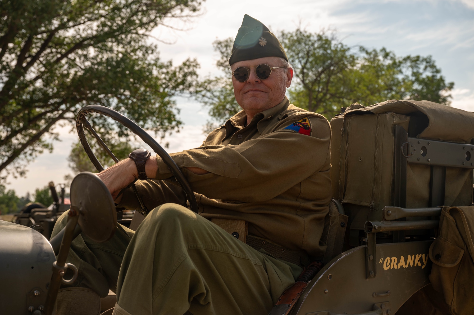 A reenactor poses for a photo.
