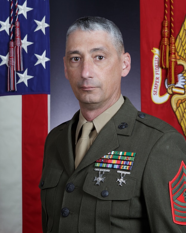 Bio picture with US and USMC display flag