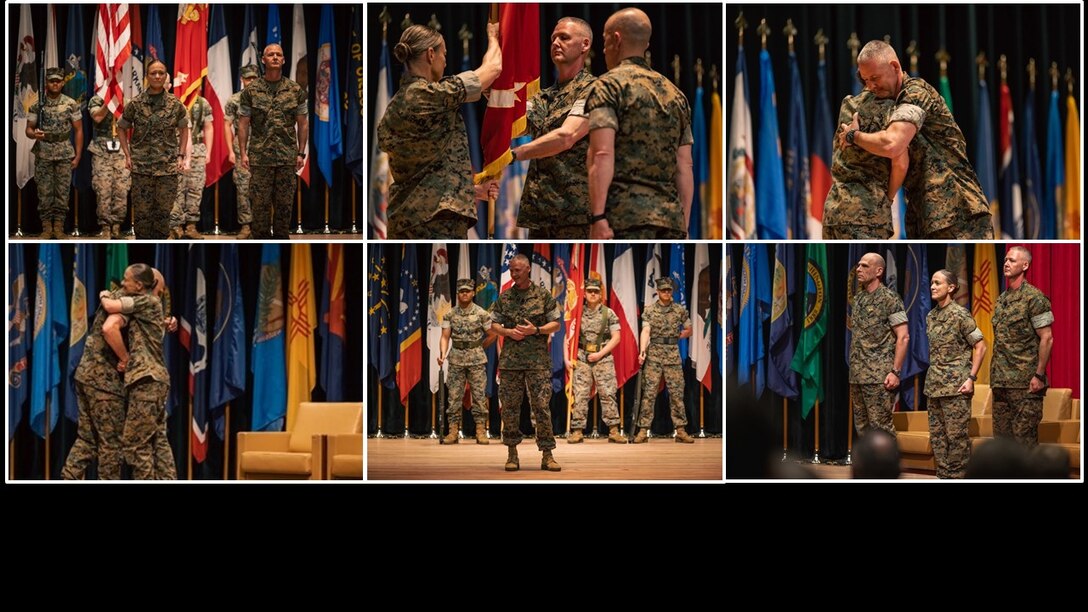 11 Jun 2024. LtGen Kevin Iiams officiates the ceremony as BGen Matthew Tracy relieves BGen Maura Hennigan as Commanding General of Education Command and President of Marine Corps University. Education Command/Marine Corps University EDUCATES MARINES TO PREVAIL IN COMBAT by honing students' knowledge of their HERITAGE, their ability to harness INNOVATION, and disciplined DECISIVENESS in solving complex problems. MCU wishes our old boss fair winds and following seas and extends a hearty welcome to the new CG. (photo by LCpl Joaquin Dela Torre)