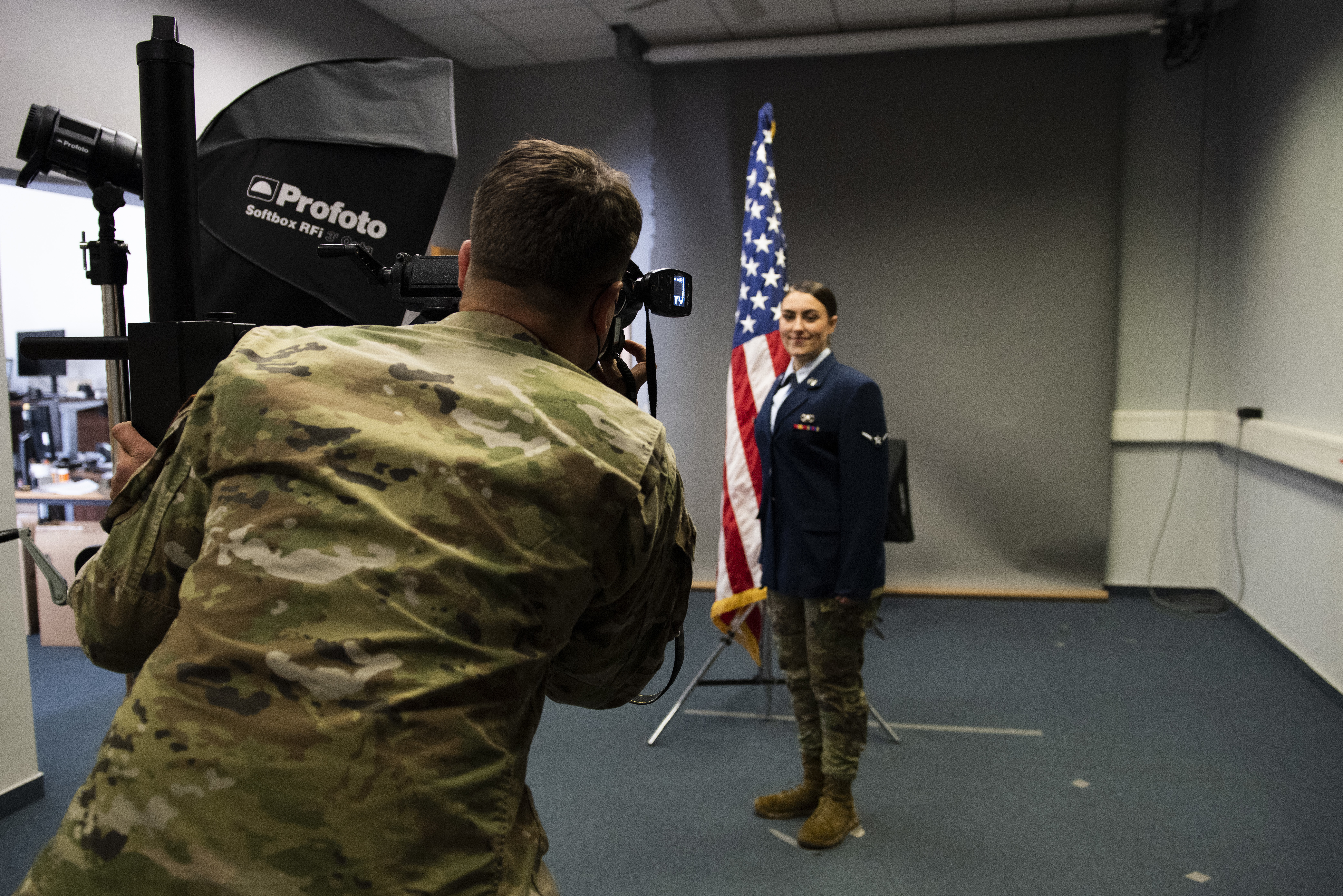 Woman getting official photo taken