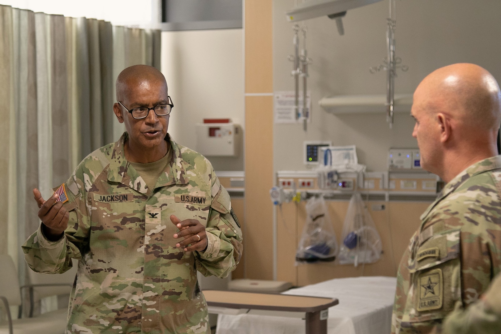 COL F. Cameron Jackson briefs GEN James Mingus during recent Weed Army Community Hospital Tour