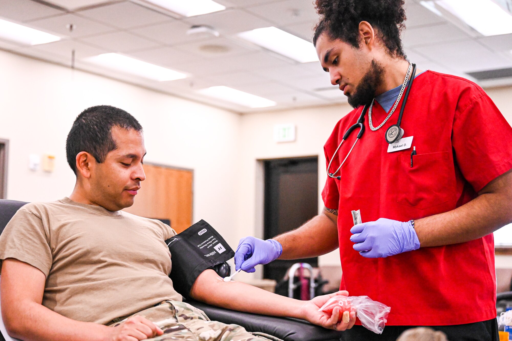 man gives blood