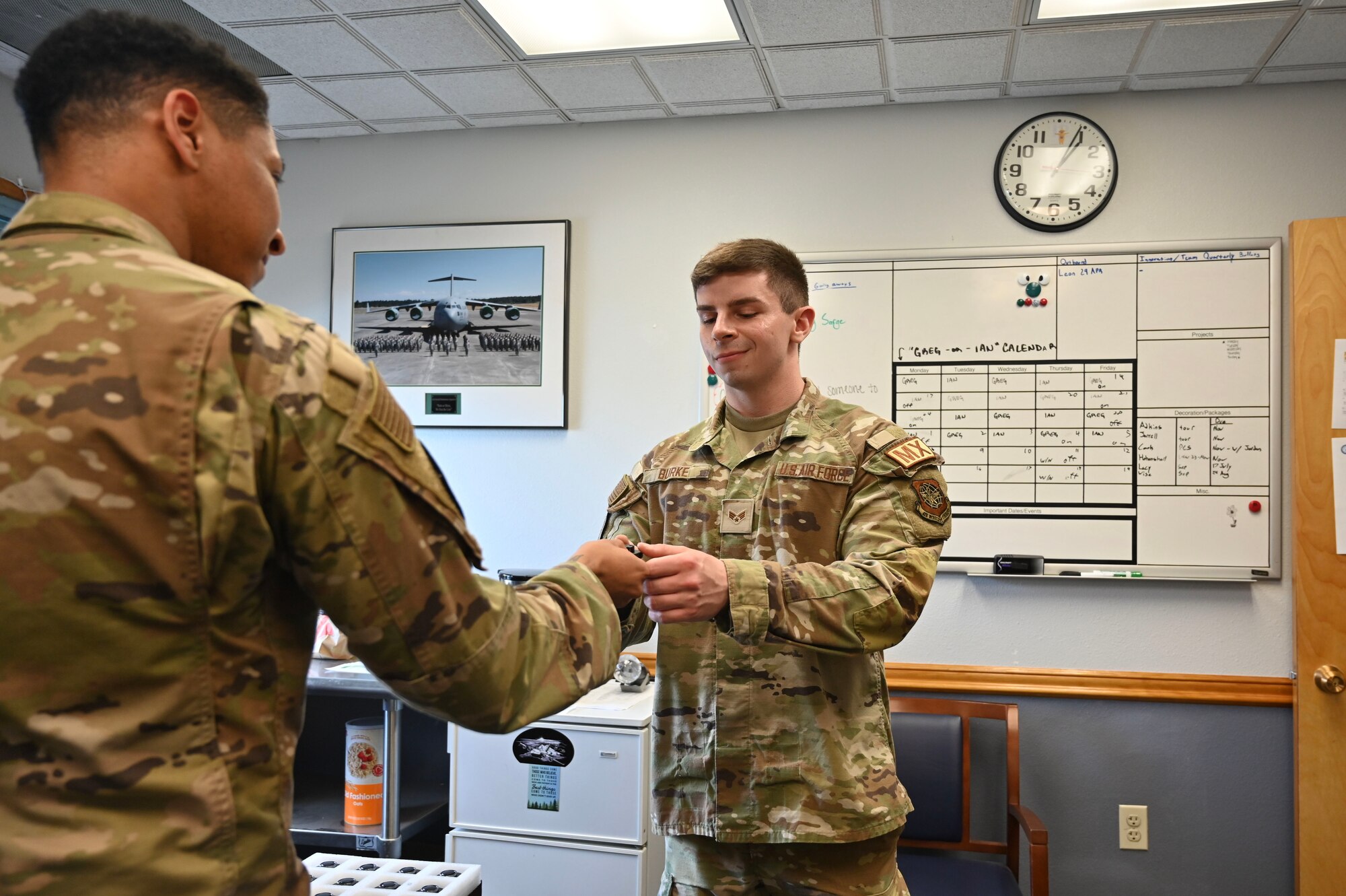 JOINT BASE LEWIS-MCCHORD, Wash. – As a part of the 62d Airlift Wing’s Human Performance Program and with the help of funding provided by the Mission Execution Excellence Program (MEEP), a group of 12 Airmen were selected to be some of the first to be issued and selected to distribute wearable human performance tracking devices in the form of rings at Joint Base Lewis-McChord, Washington, June 4, 2024.