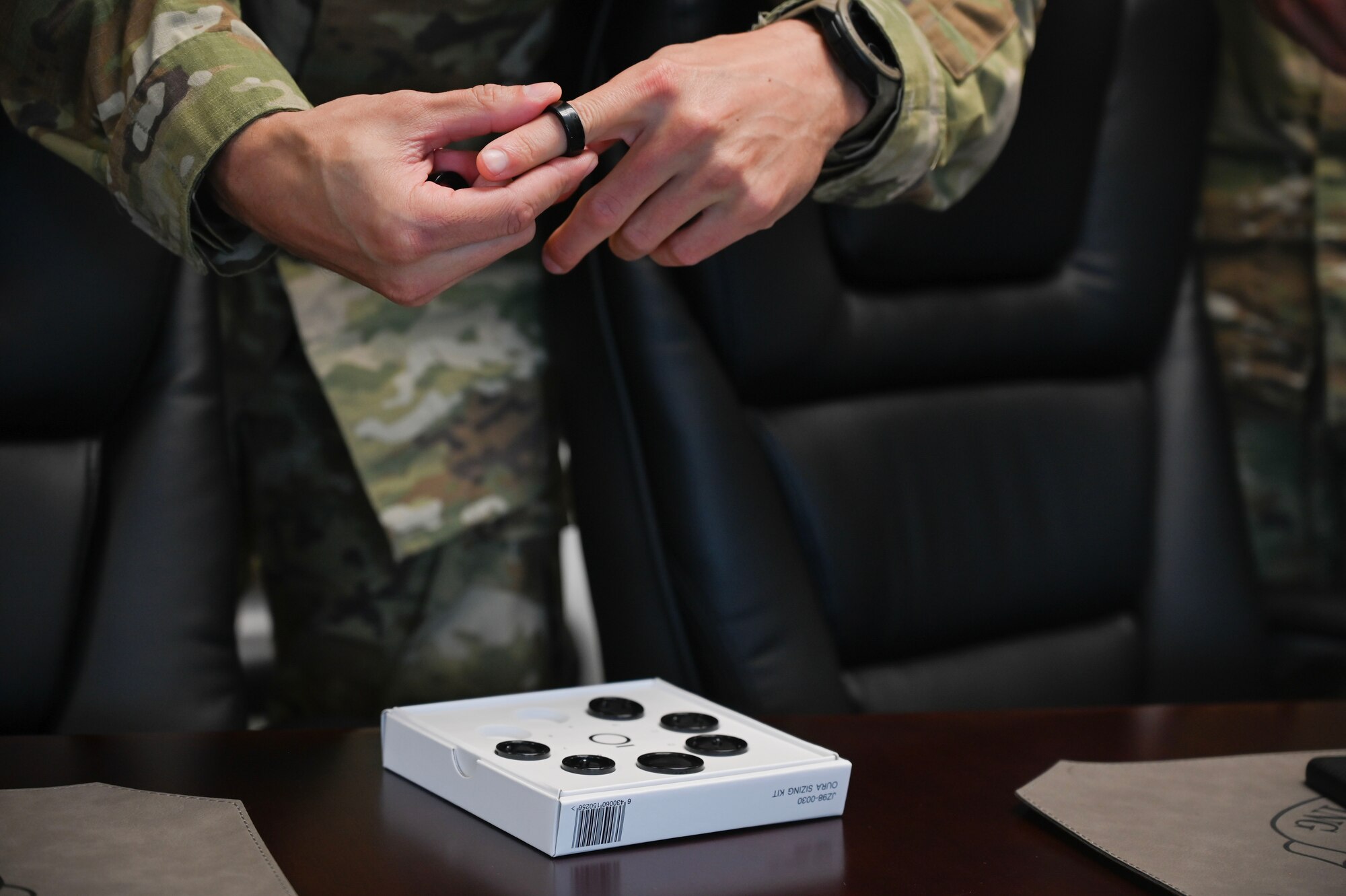 JOINT BASE LEWIS-MCCHORD, Wash. – As a part of the 62d Airlift Wing’s Human Performance Program and with the help of funding provided by the Mission Execution Excellence Program (MEEP), a group of 12 Airmen were selected to be some of the first to be issued and selected to distribute wearable human performance tracking devices in the form of rings at Joint Base Lewis-McChord, Washington, June 4, 2024.